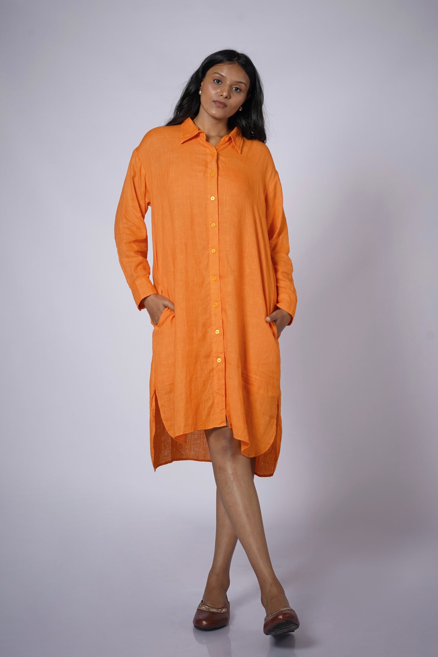 ANGARIKA WOMEN'S LINEN SHIRT DRESS