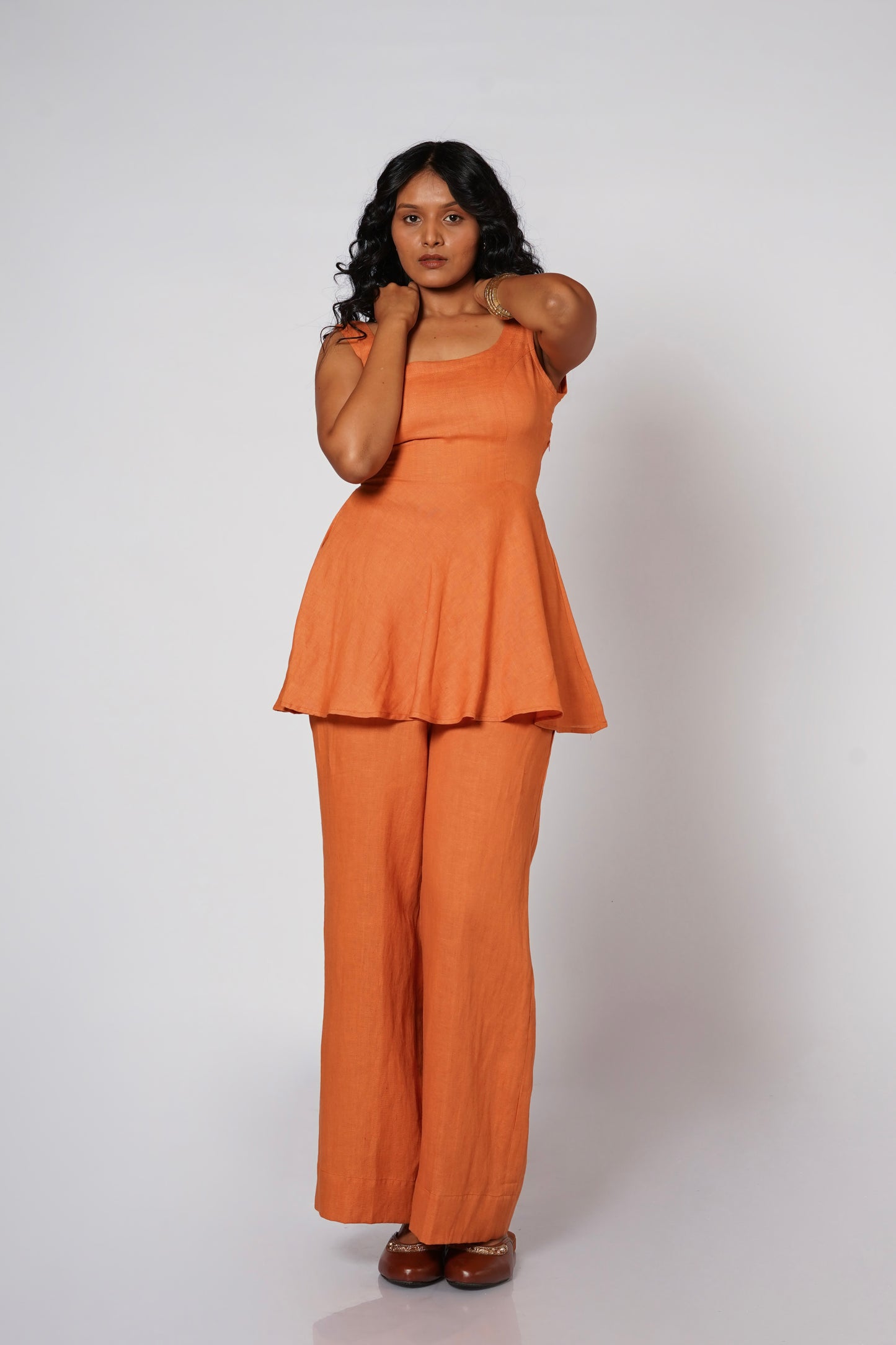 RAJTIMA LINEN PEPLUM SET
