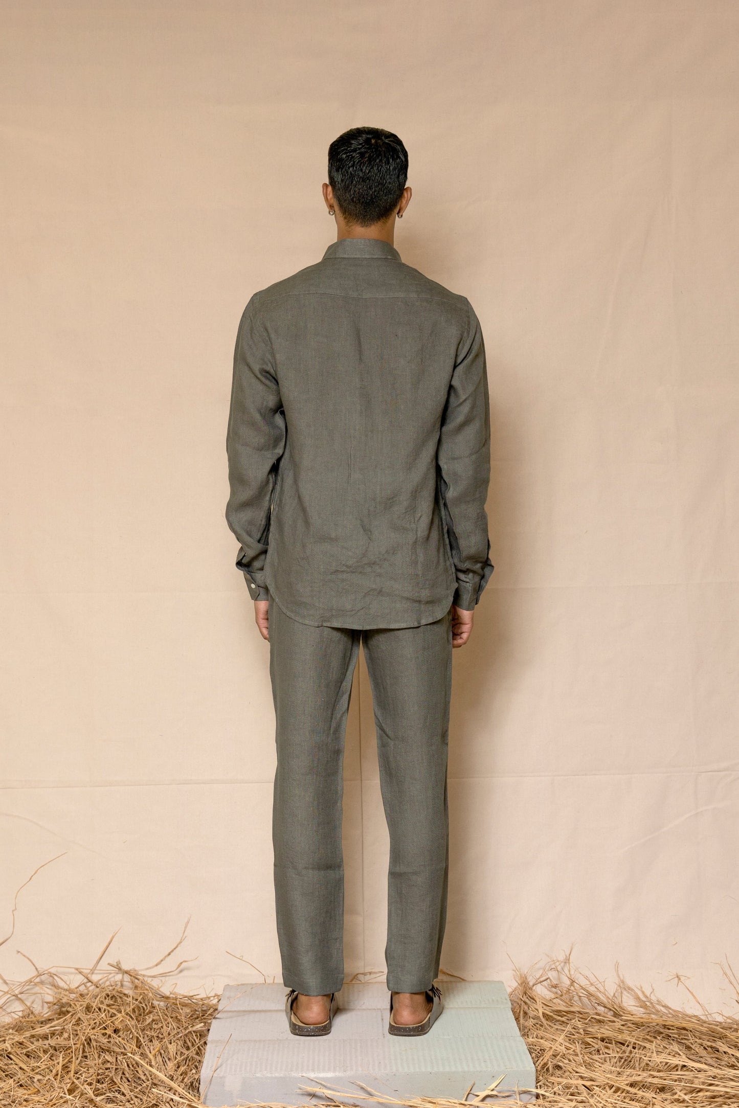 Steel Grey Linen Pants for Men