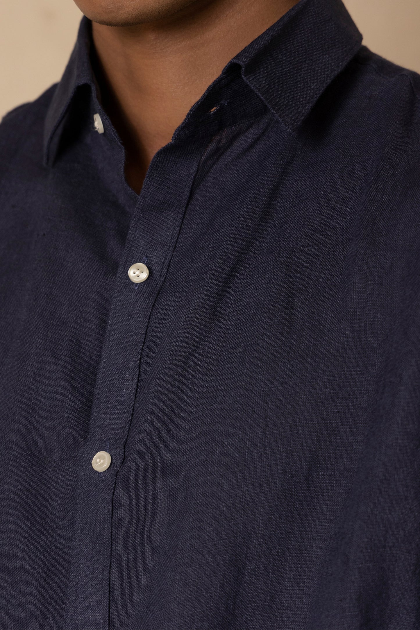 Navy Blue Men's Linen Co-ord Set