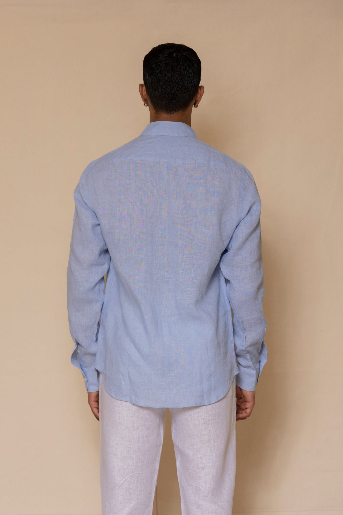 Sky Blue Men's Linen Regular Collar Shirt