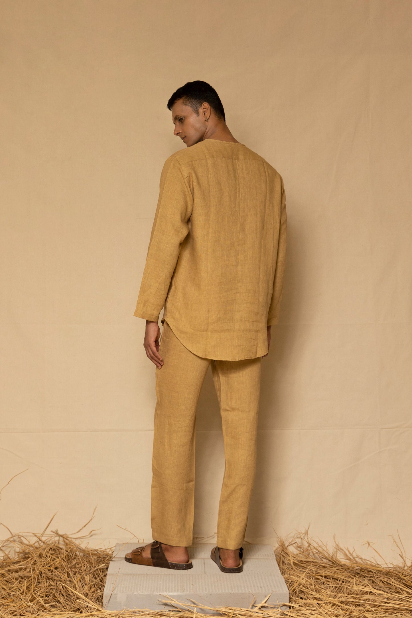 Ochre Linen Pants for Men