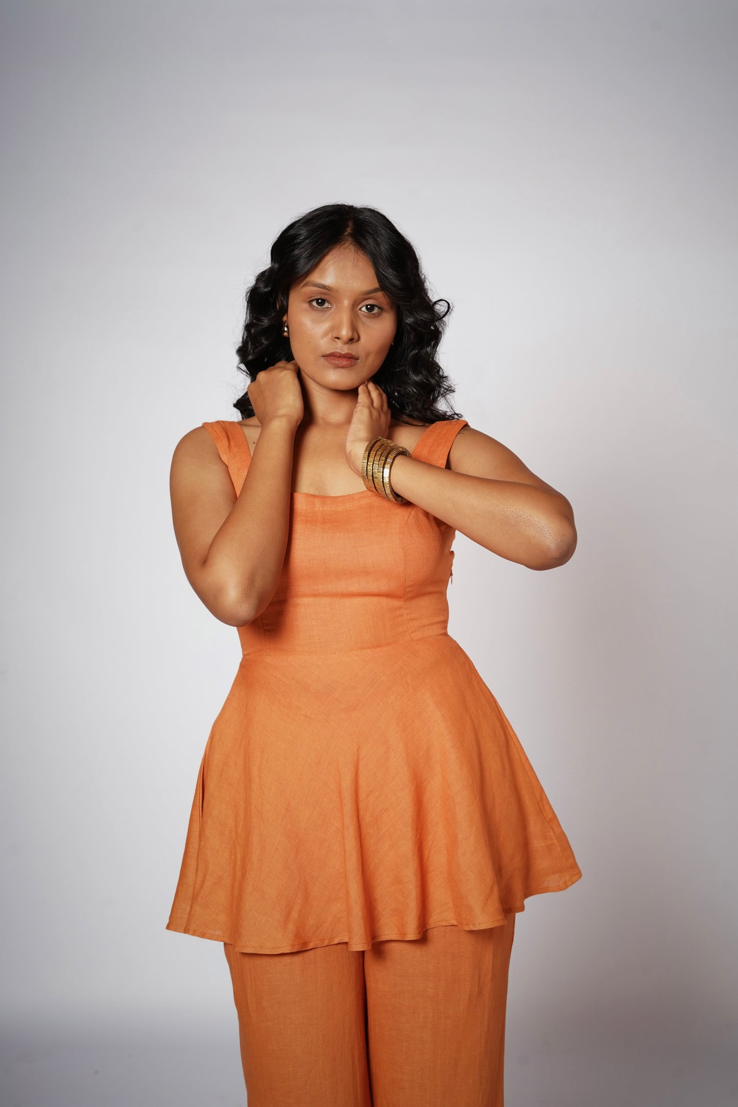 RAJTIMA LINEN PEPLUM SET