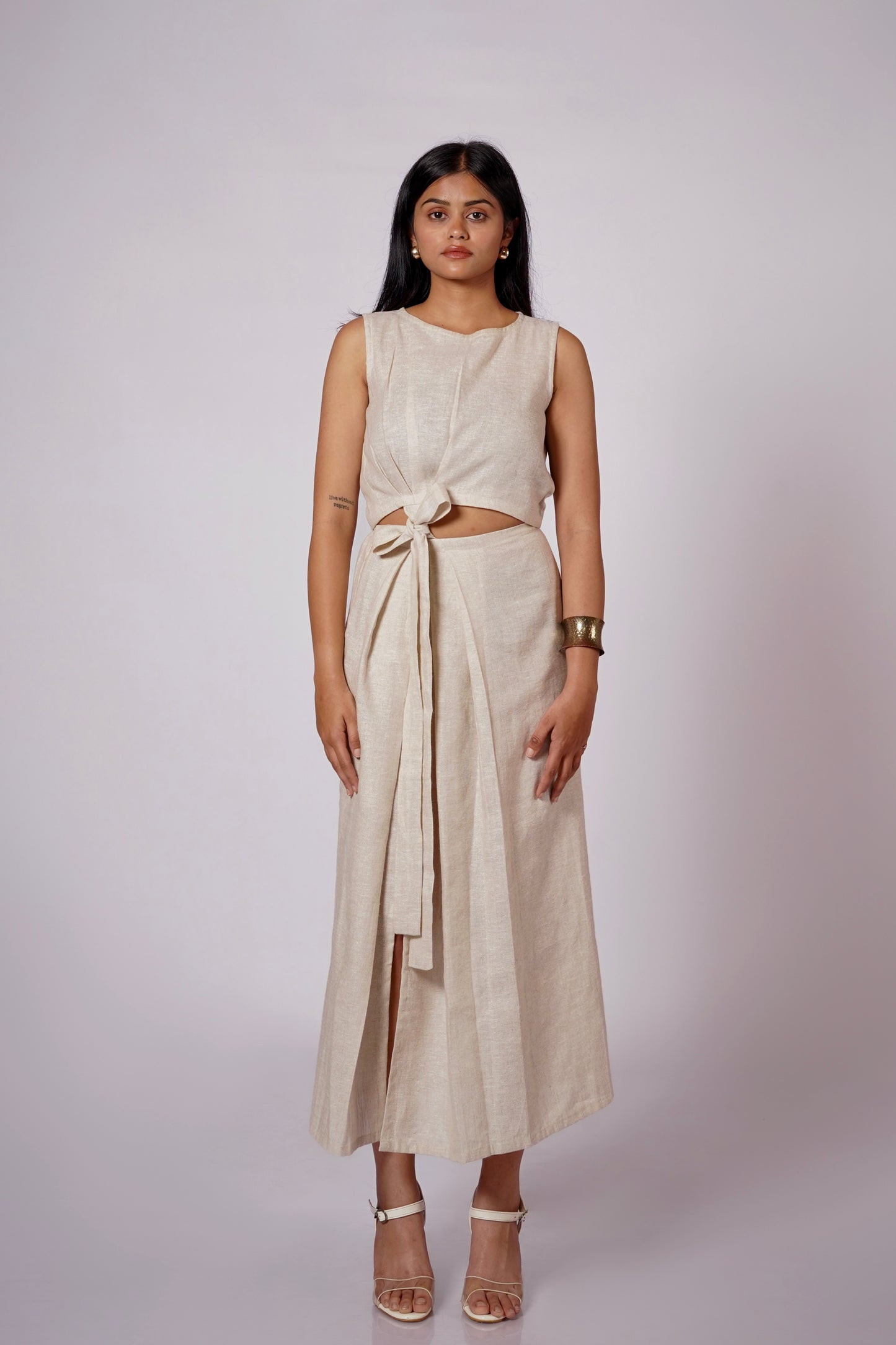 EARTHY NATURAL TIE IN FRONT KNOT LINEN SET