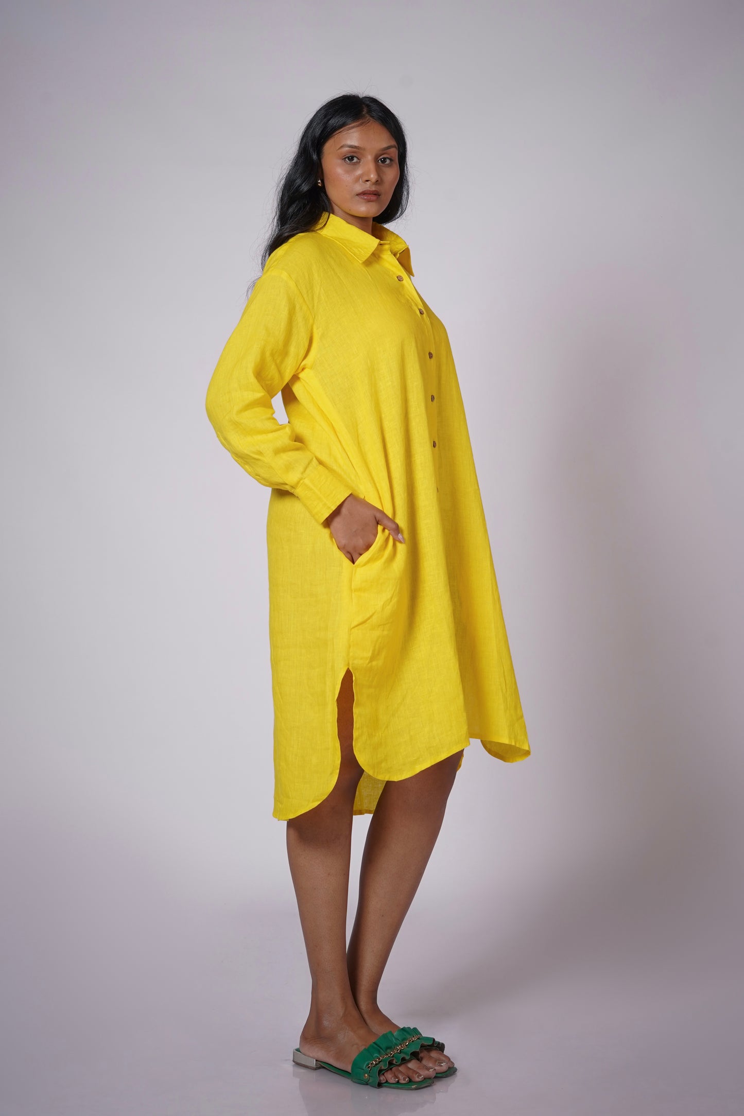 KANAK WOMEN'S LINEN SHIRT DRESS