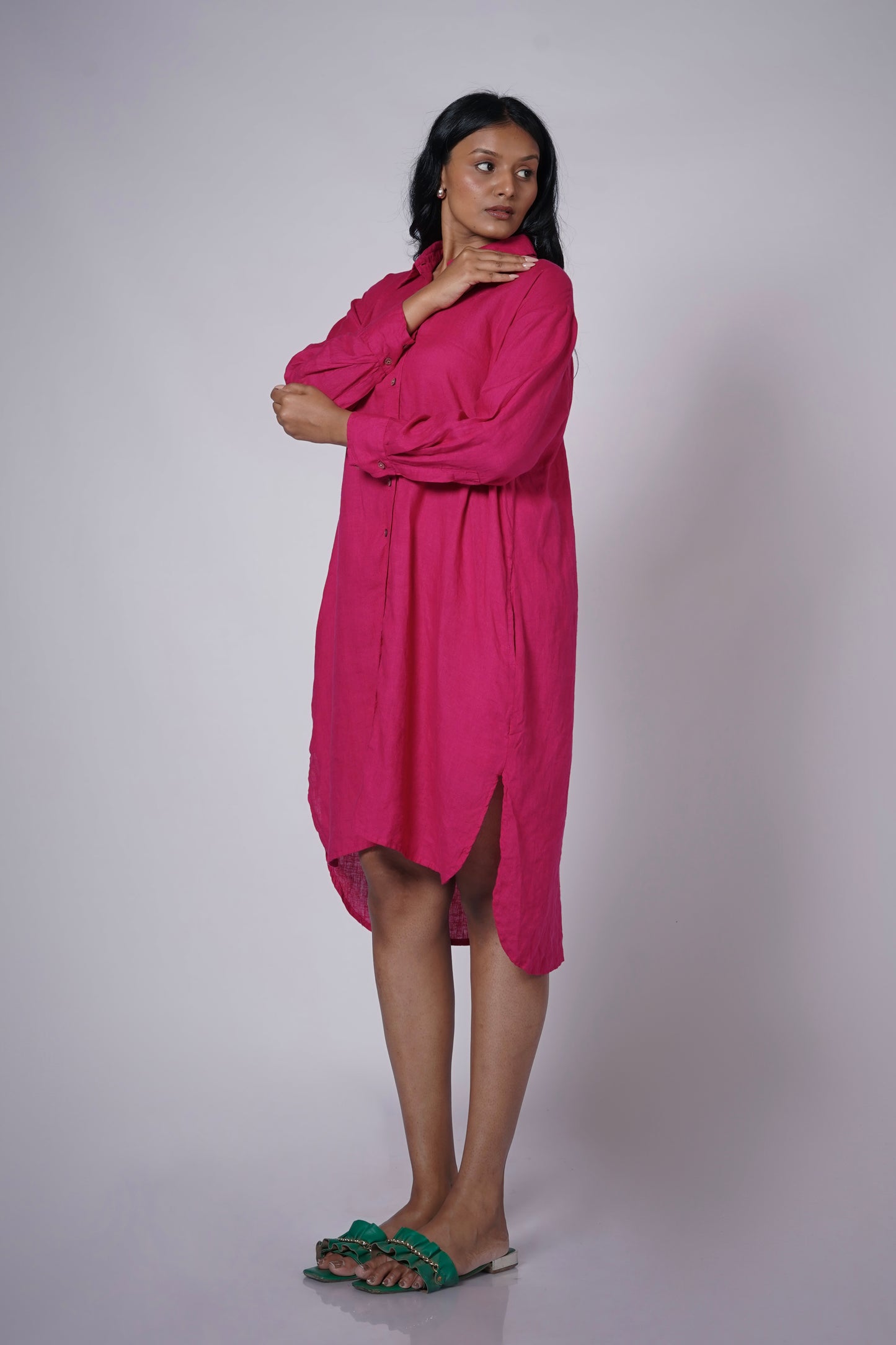 RAJMALA WOMEN'S LINEN SHIRT DRESS