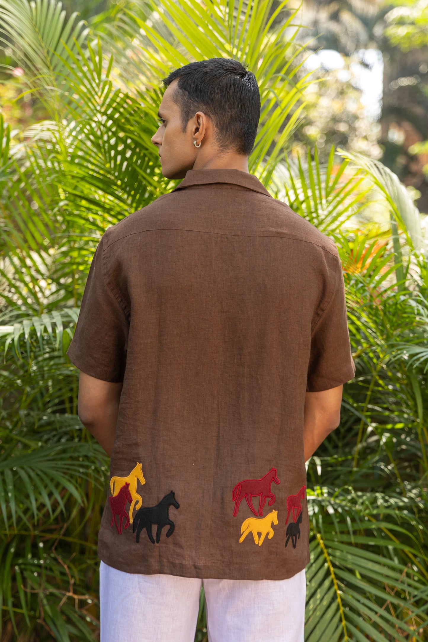 ECHOES OF THE WILD - HAND EMBROIDERED UNISEX PURE LINEN SHIRT