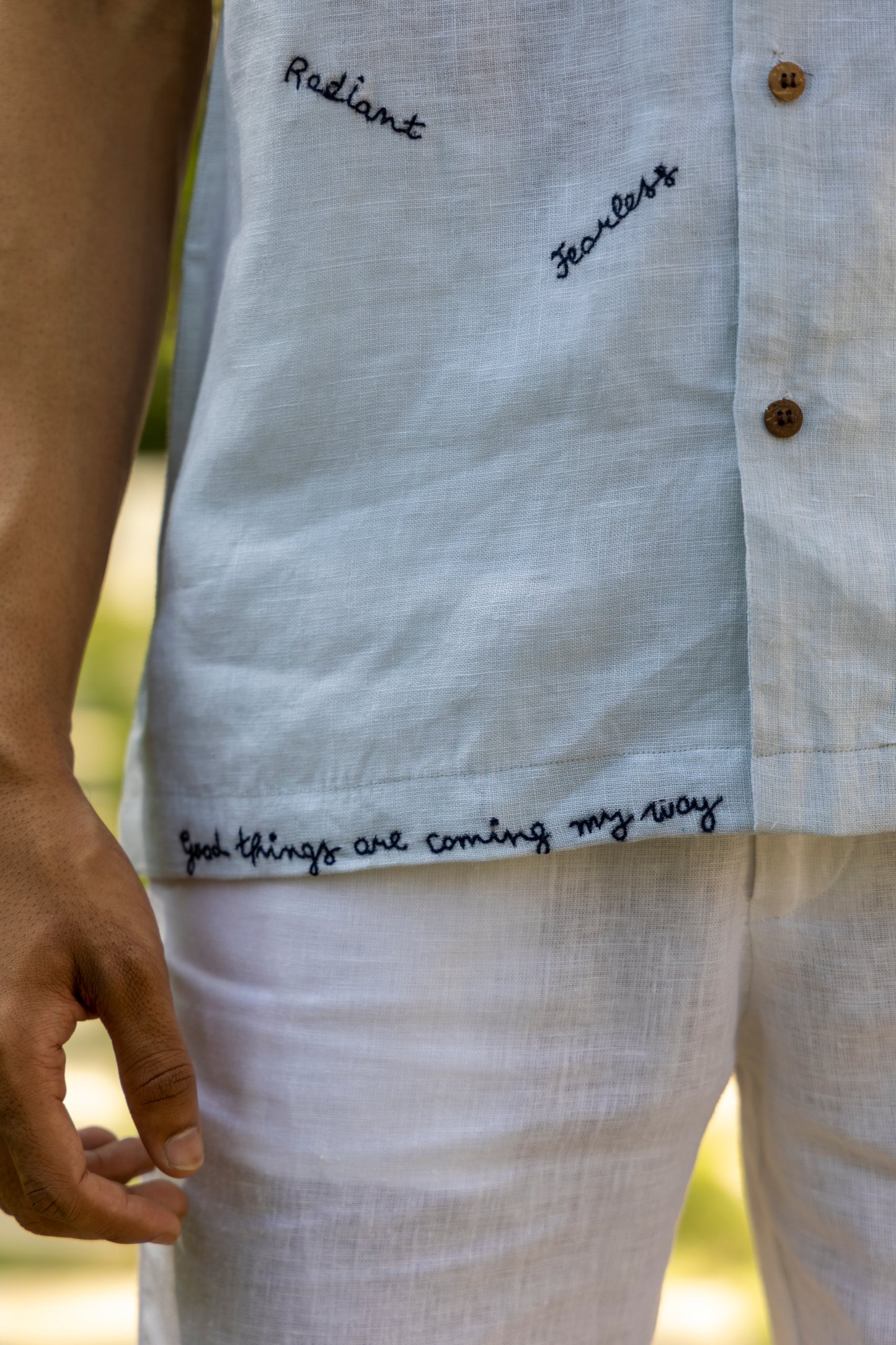 I AM - HAND EMBROIDERED UNISEX PURE LINEN SHIRT