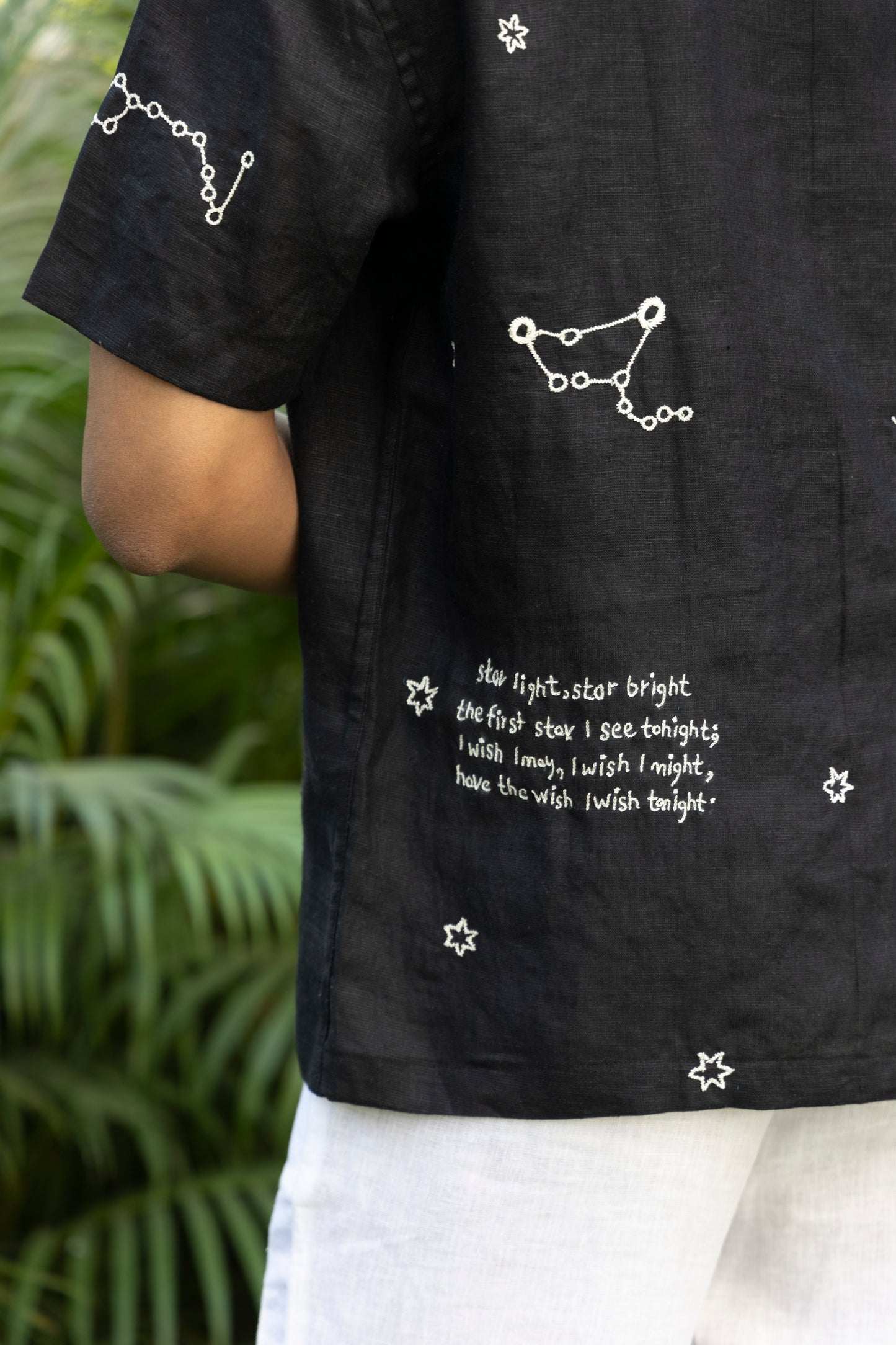 MAKE A WISH - HAND EMBROIDERED UNISEX PURE LINEN SHIRT