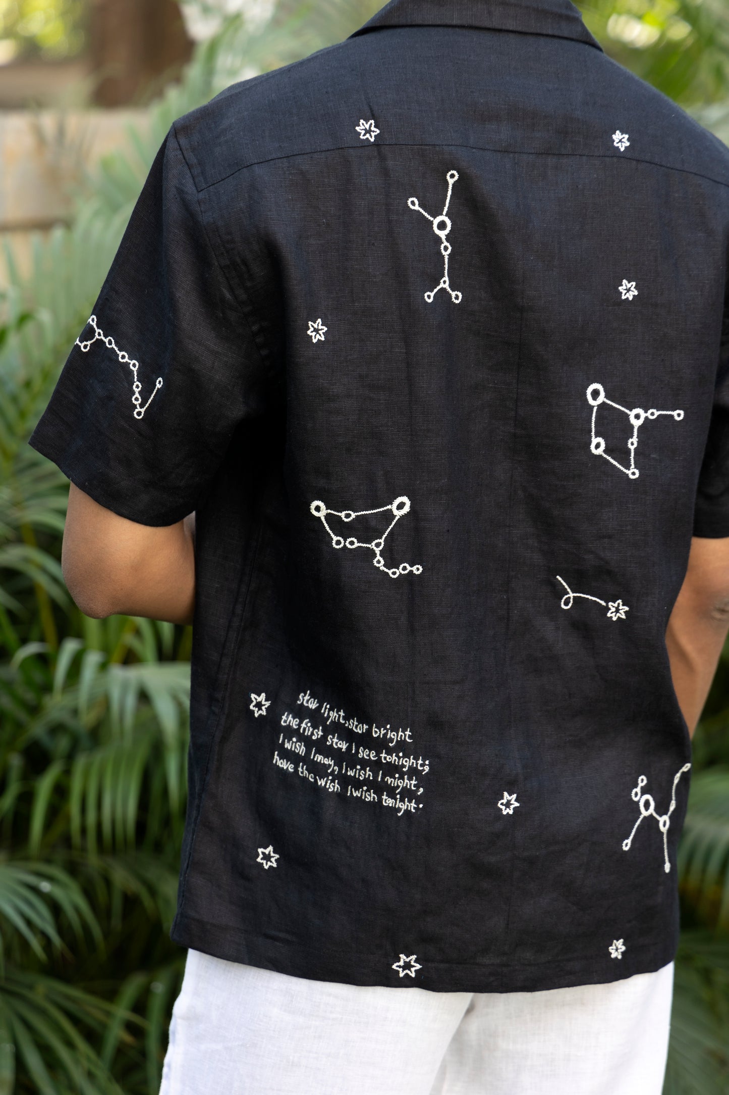 MAKE A WISH - HAND EMBROIDERED UNISEX PURE LINEN SHIRT