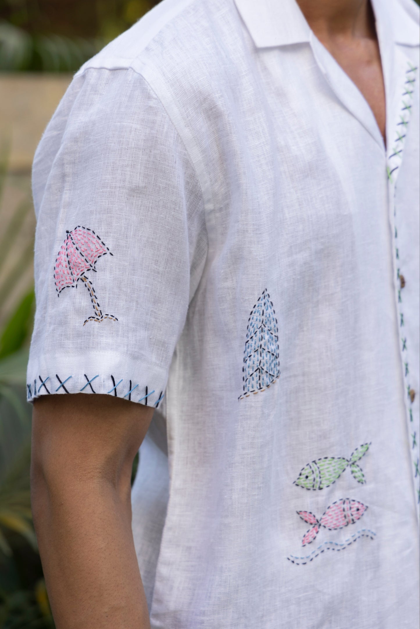 BEACH BLISS – EMBROIDERED PURE LINEN SHIRT MEN