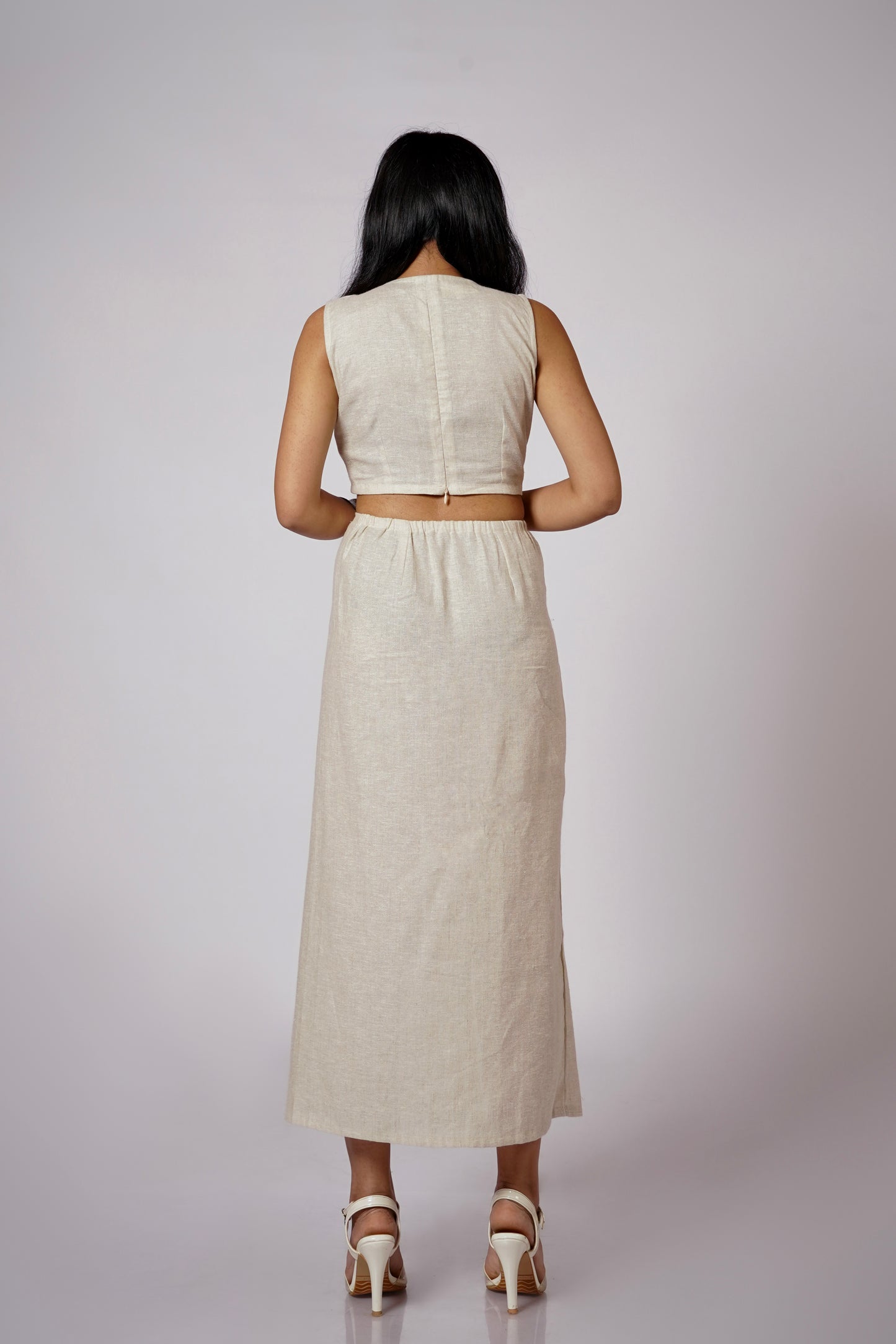 EARTHY NATURAL TIE IN FRONT KNOT LINEN SET