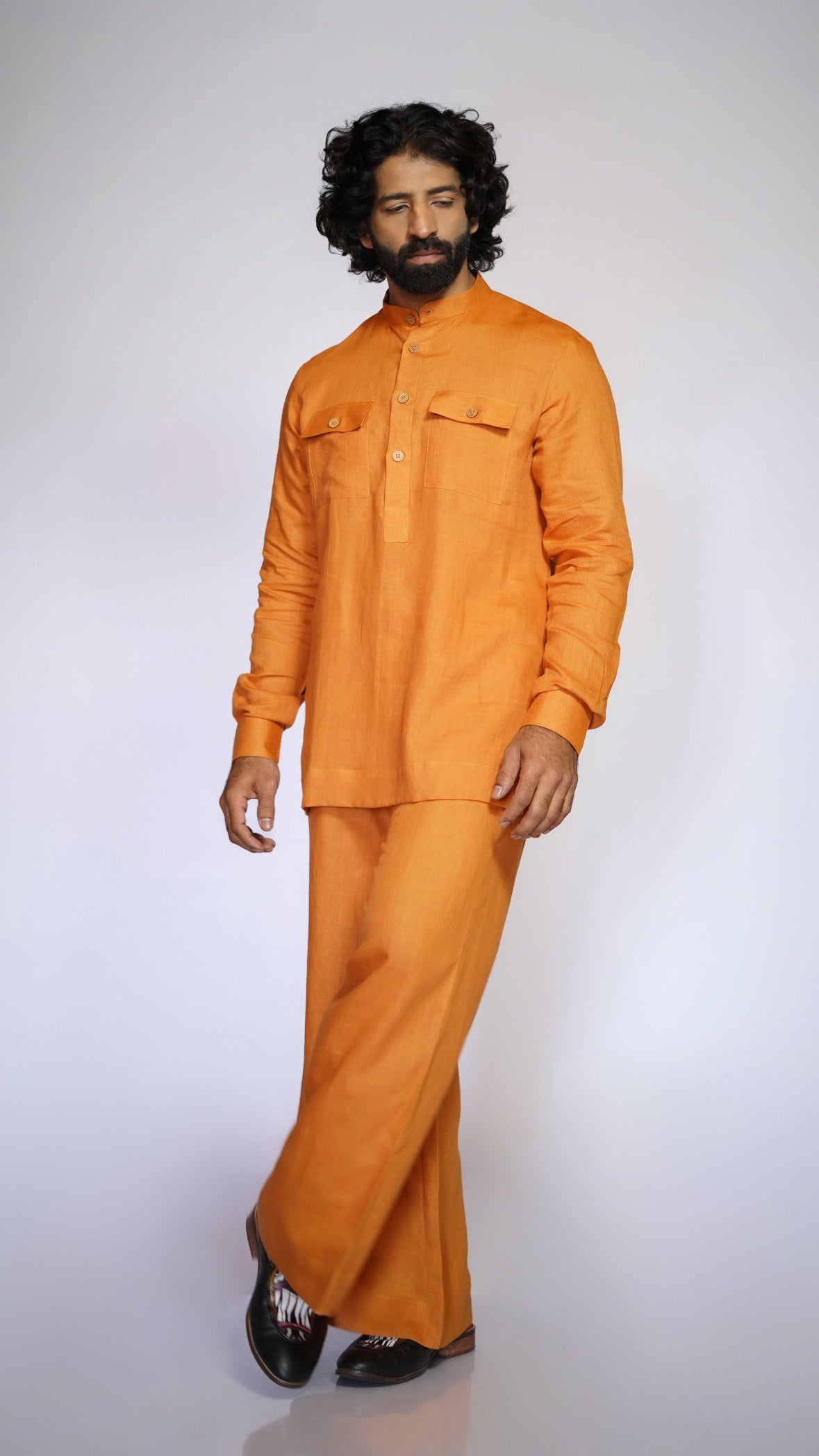 RAJTIMA LINEN MEN'S LONG KURTA SET