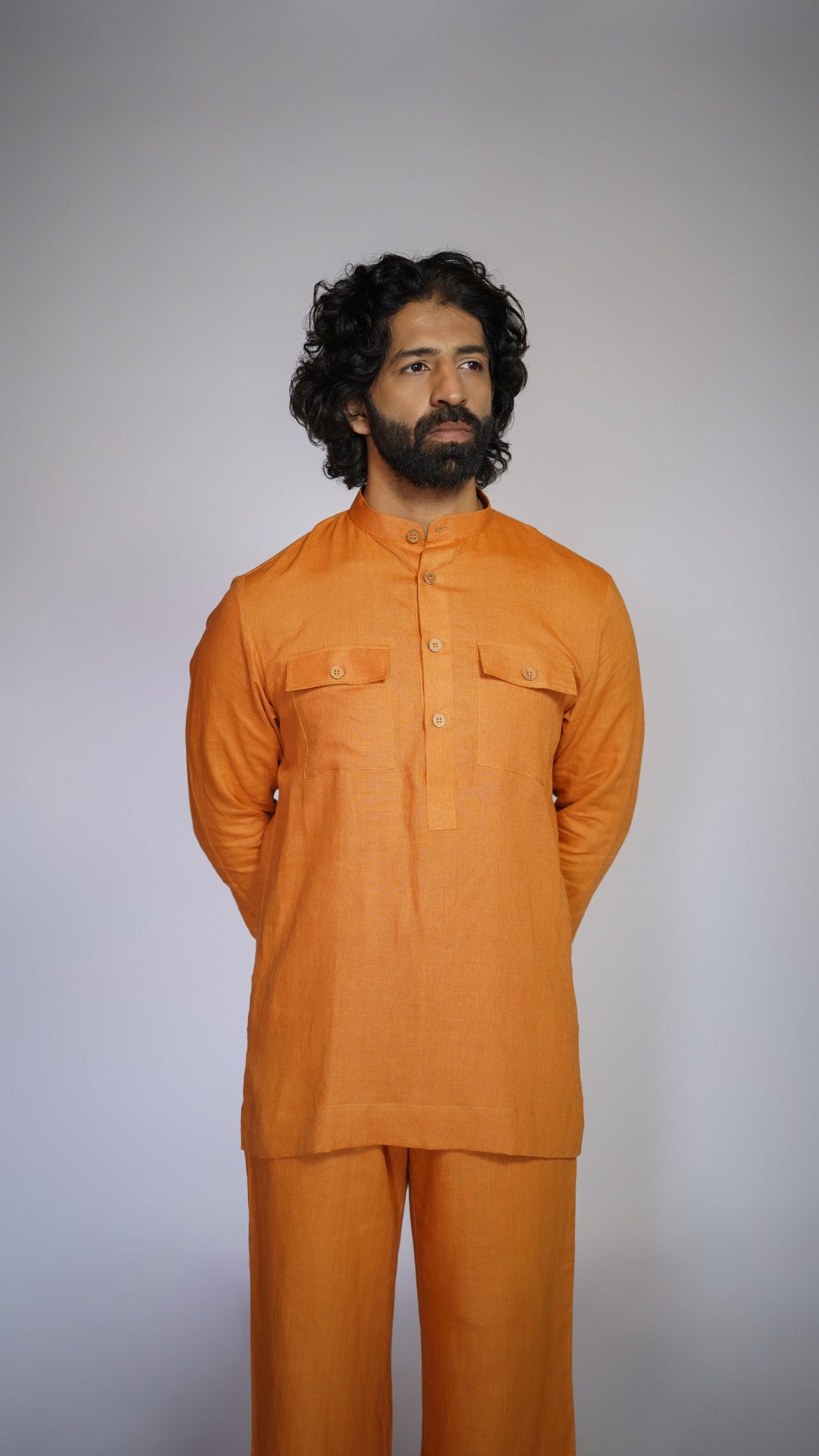 RAJTIMA LINEN MEN'S LONG KURTA SET