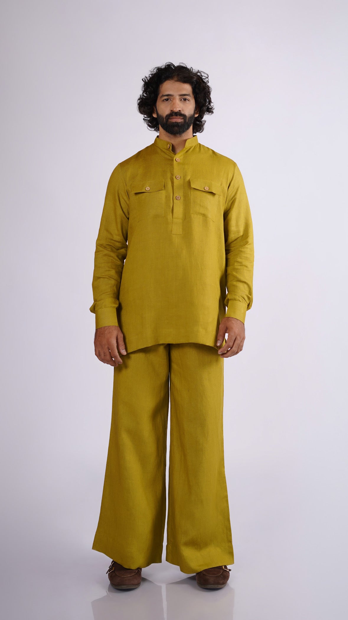 PIYARI LINEN MEN'S LONG KURTA SET