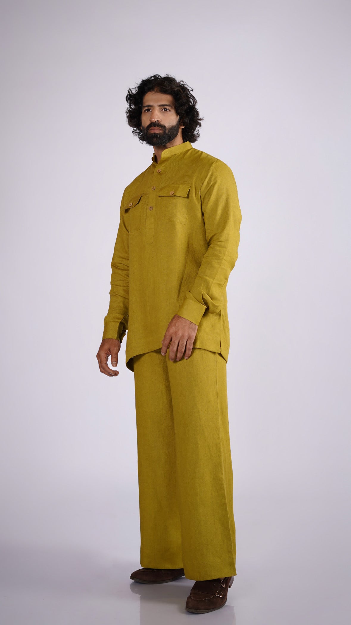 PIYARI LINEN MEN'S LONG KURTA SET