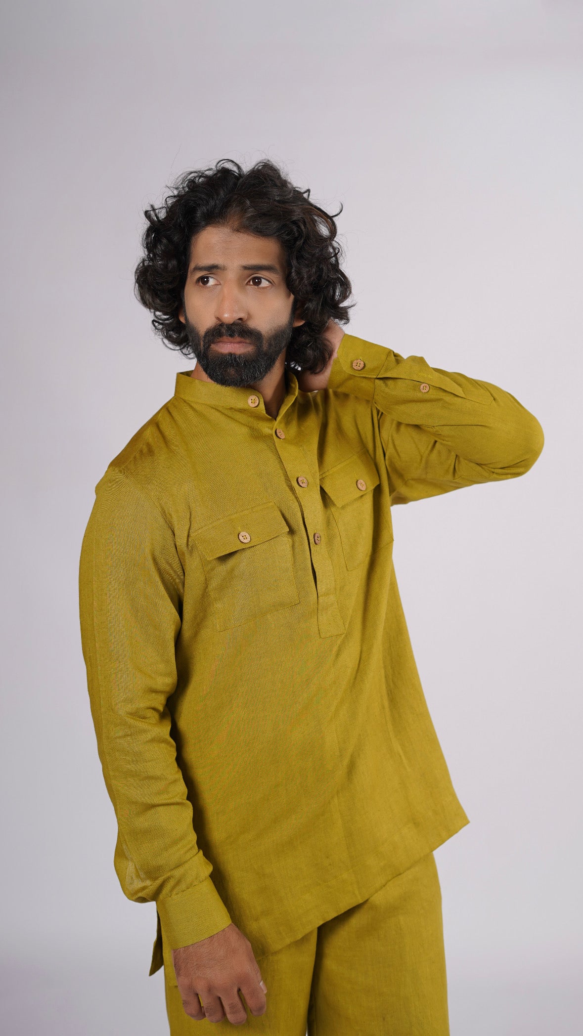 PIYARI LINEN MEN'S LONG KURTA SET