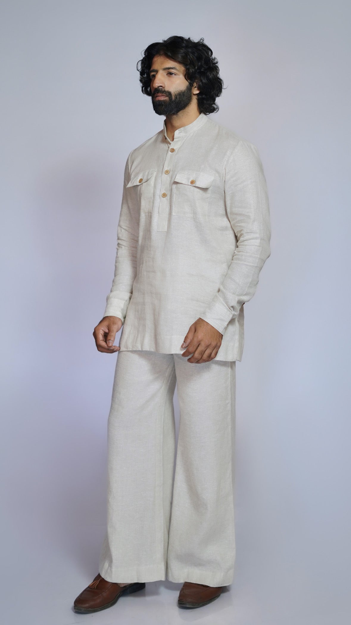 DHRITRI LINEN MEN'S LONG KURTA SET