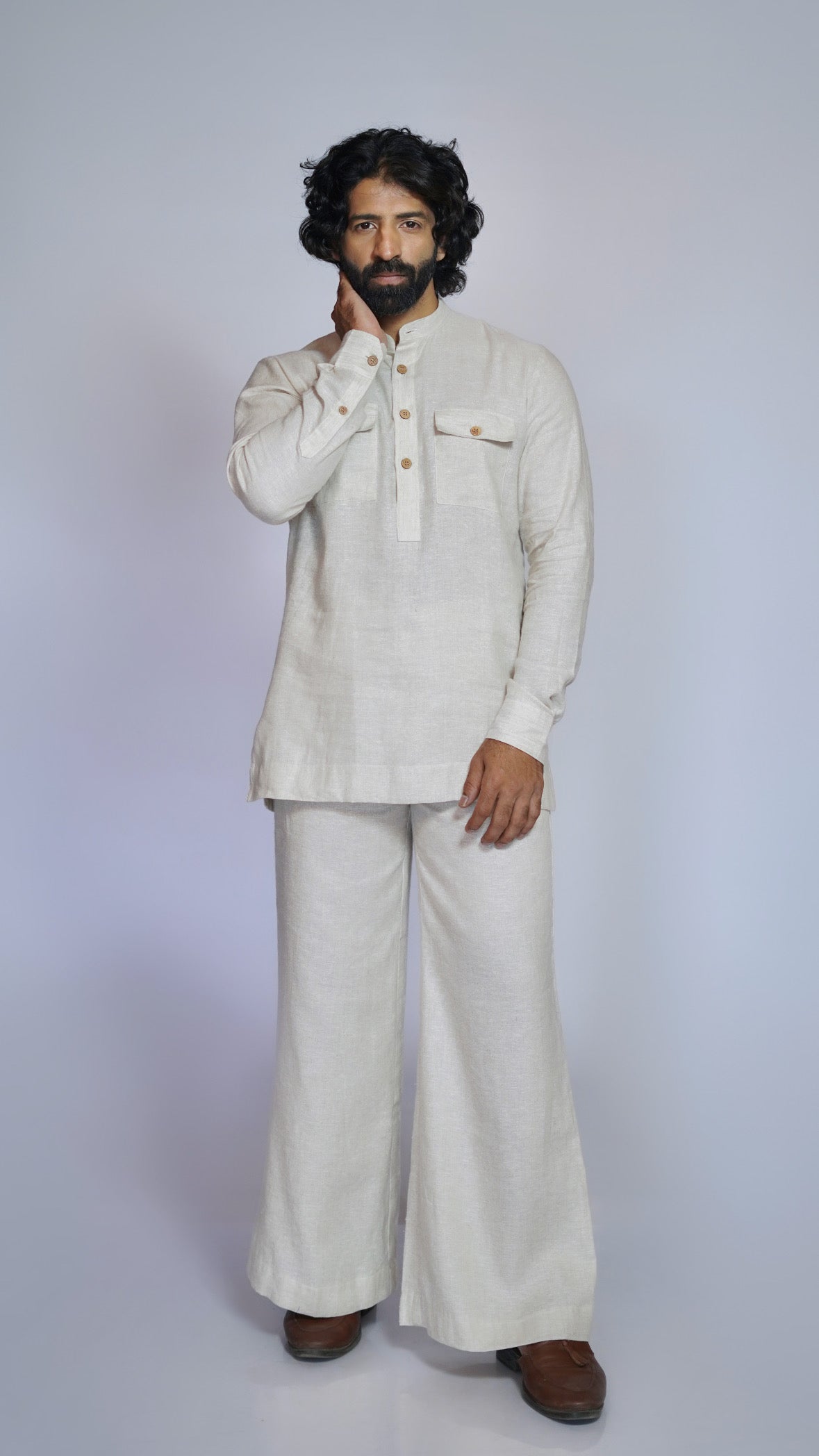 DHRITRI LINEN MEN'S LONG KURTA SET