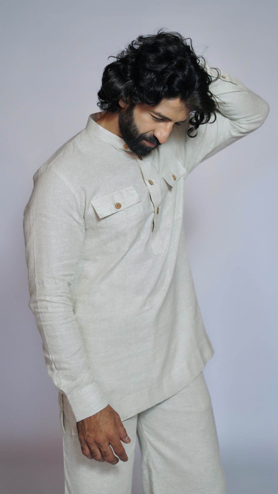 DHRITRI LINEN MEN'S LONG KURTA SET