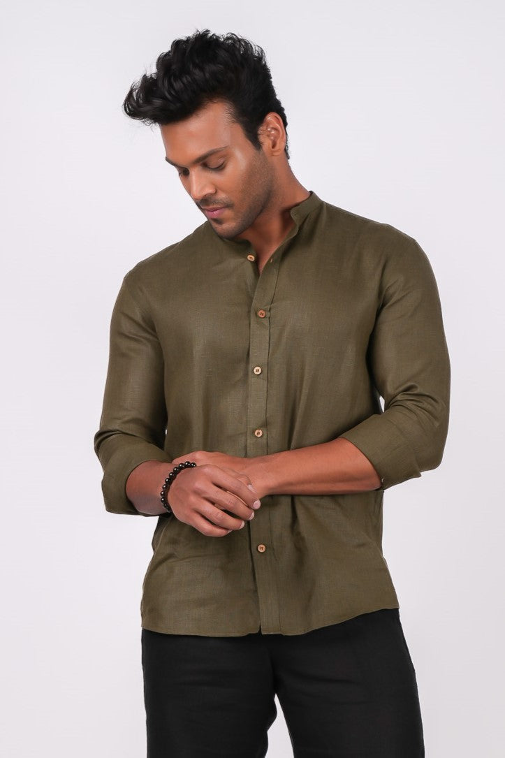 Forest green mens shirt top