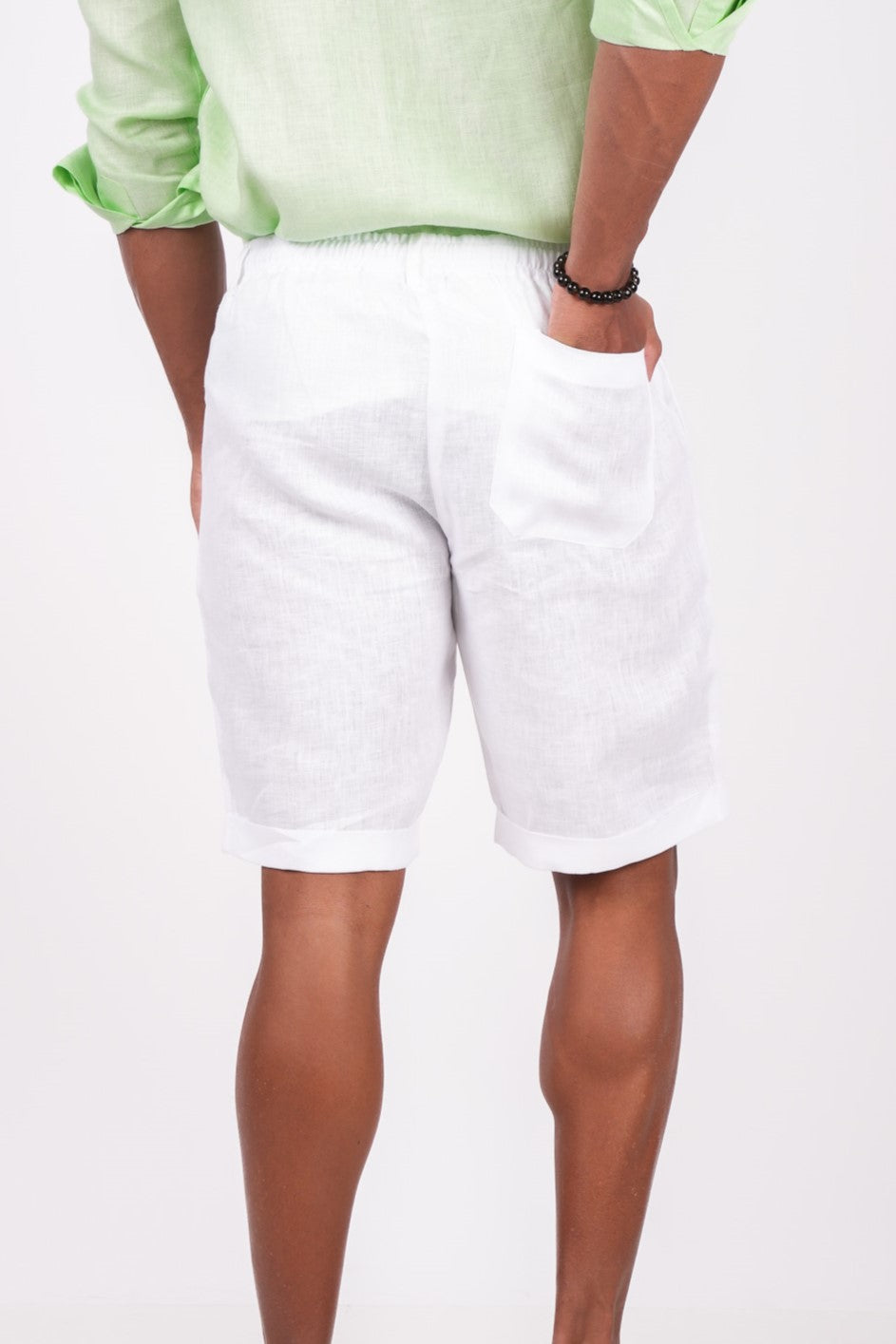 Pearl White Linen Shorts