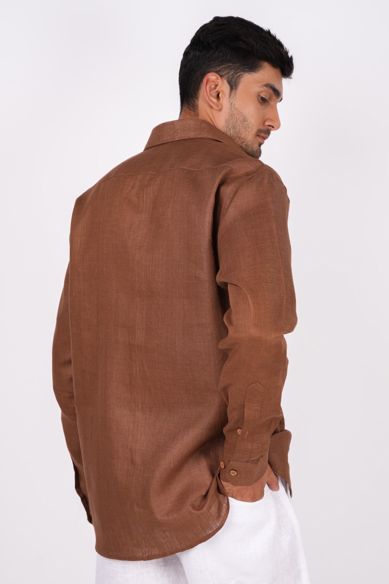 Mocha Brown Regular Collar Shirt