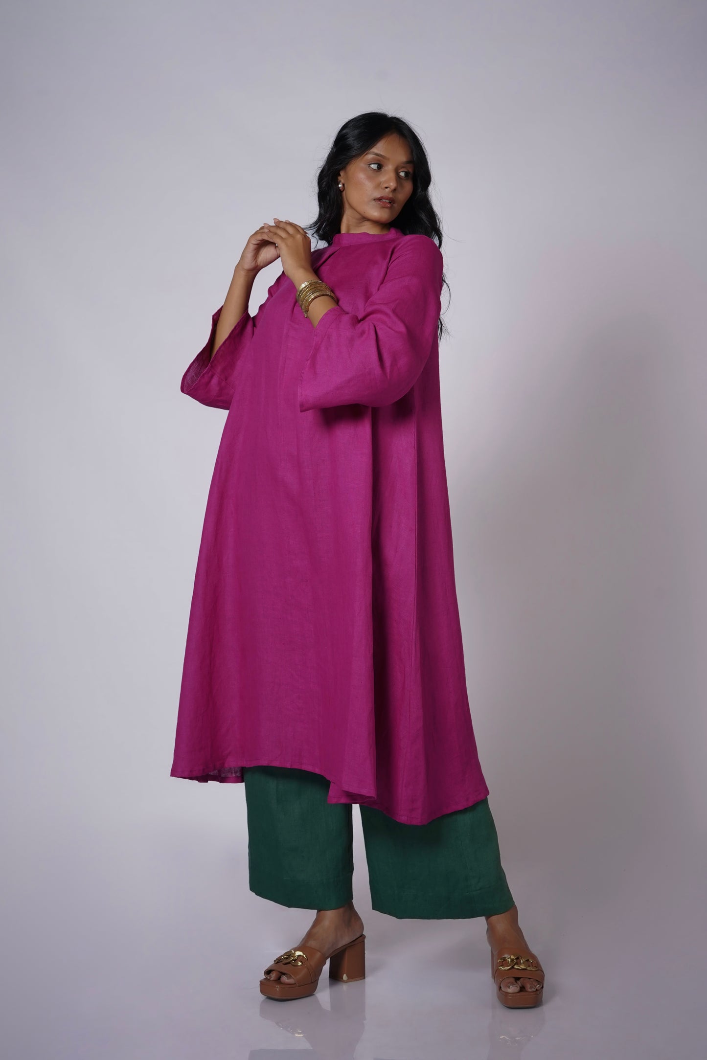 GULBAHAR FLARED LINEN TUNIC SET