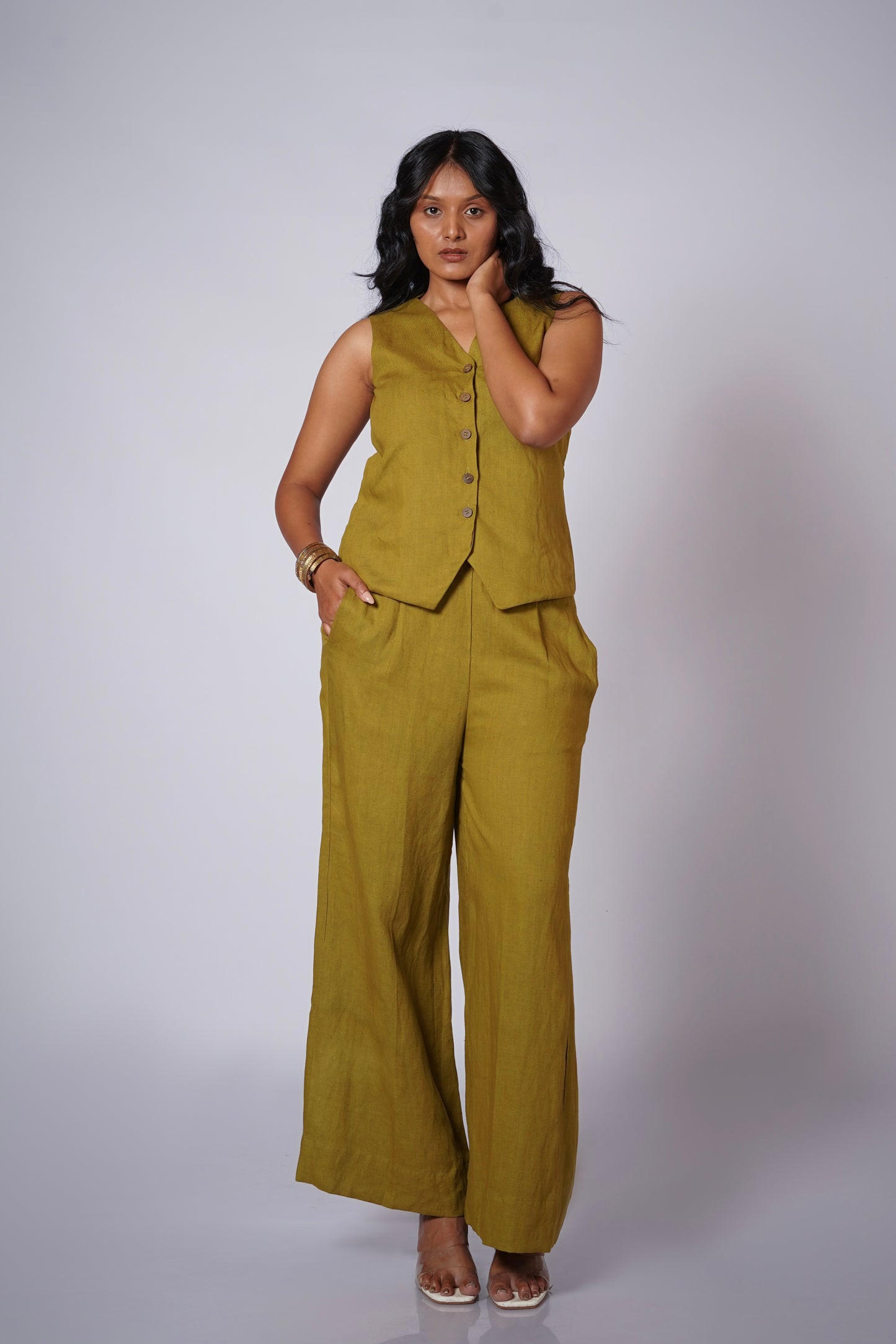 PIYARI LINEN VEST SET