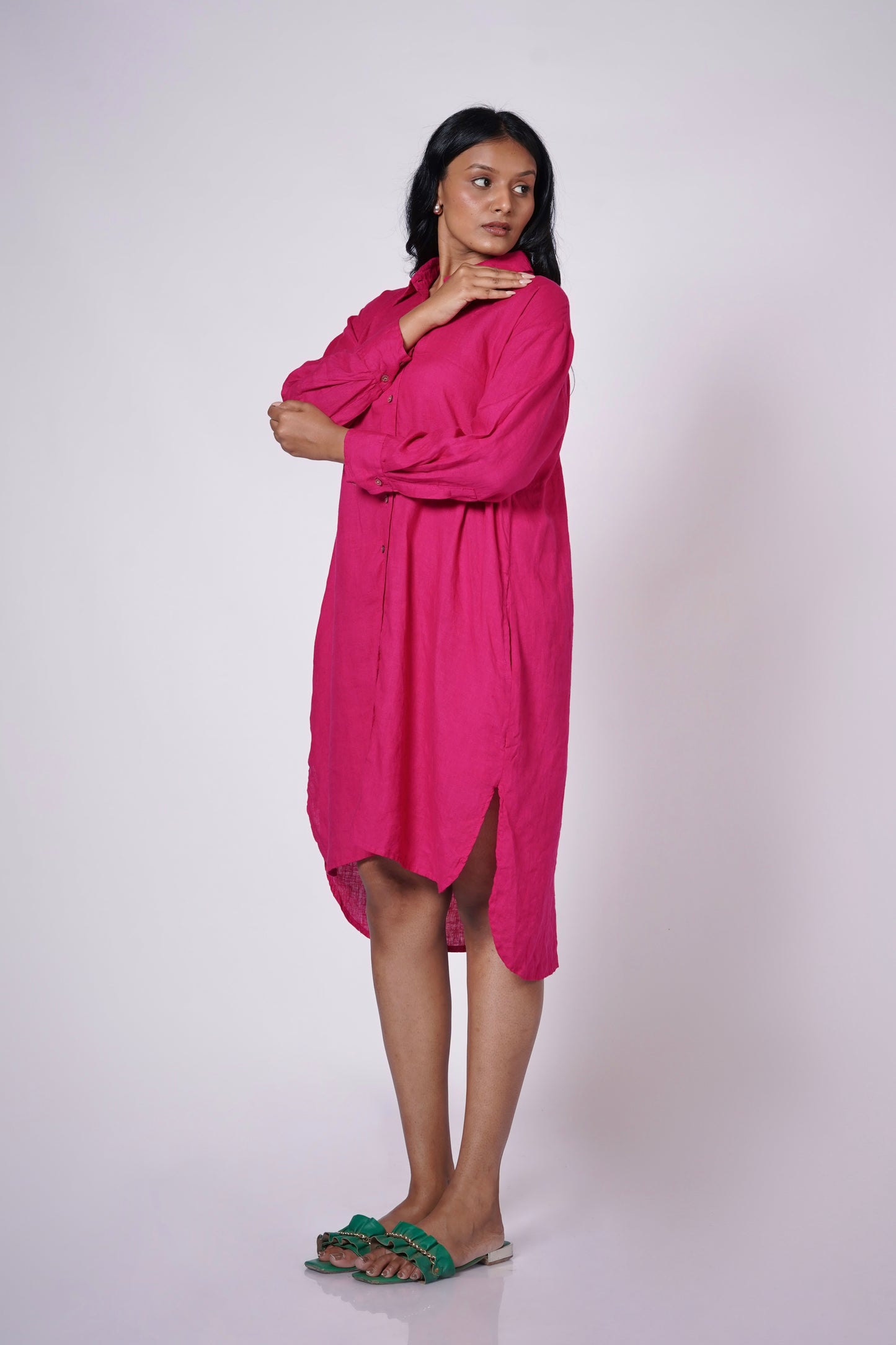 RAJMALA WOMEN'S LINEN SHIRT DRESS