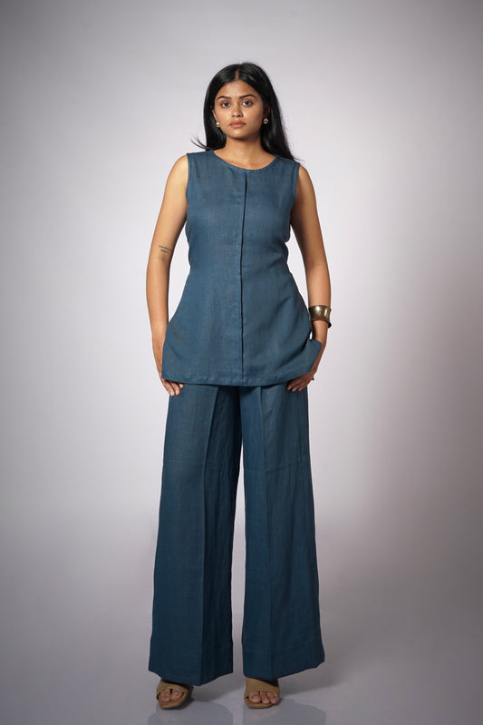 NEEL INDIGO LINEN TIE BACK SET