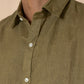 Olive Green Men's Linen Regular Collar Shirt