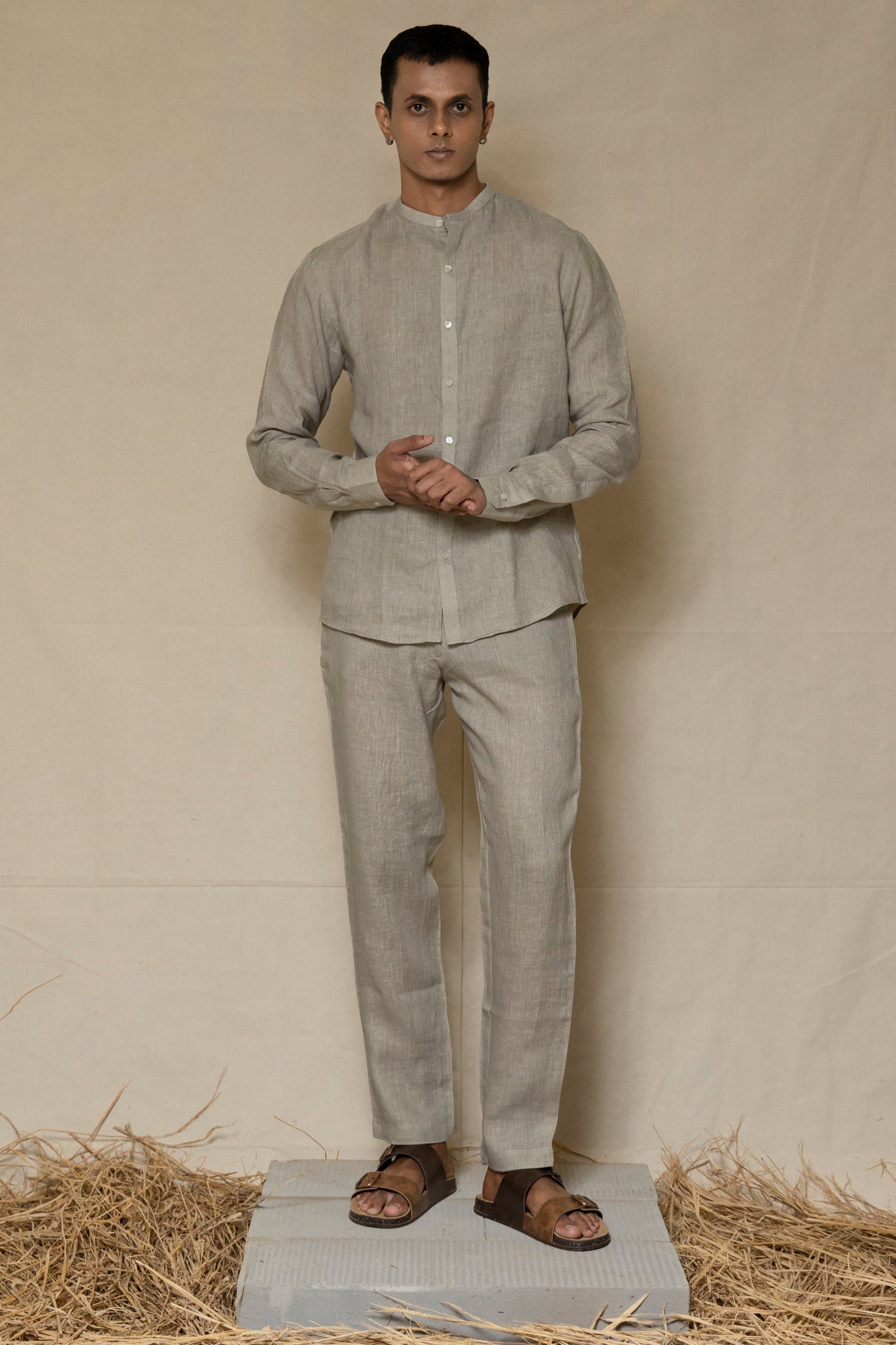 Ash Grey Men's Linen Co-ord set