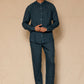 Indigo Men's Linen Chinese Collar Shirt