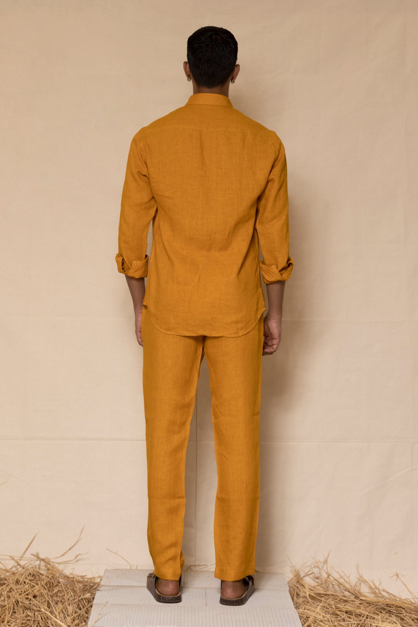 Mustard Men's Linen Co-ord Set
