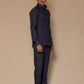 Navy Blue Men's Linen Regular Collar Shirt