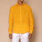 Mango Yellow Men's Linen Regular Collar Shirt