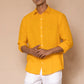 Mango Yellow Men's Linen Regular Collar Shirt