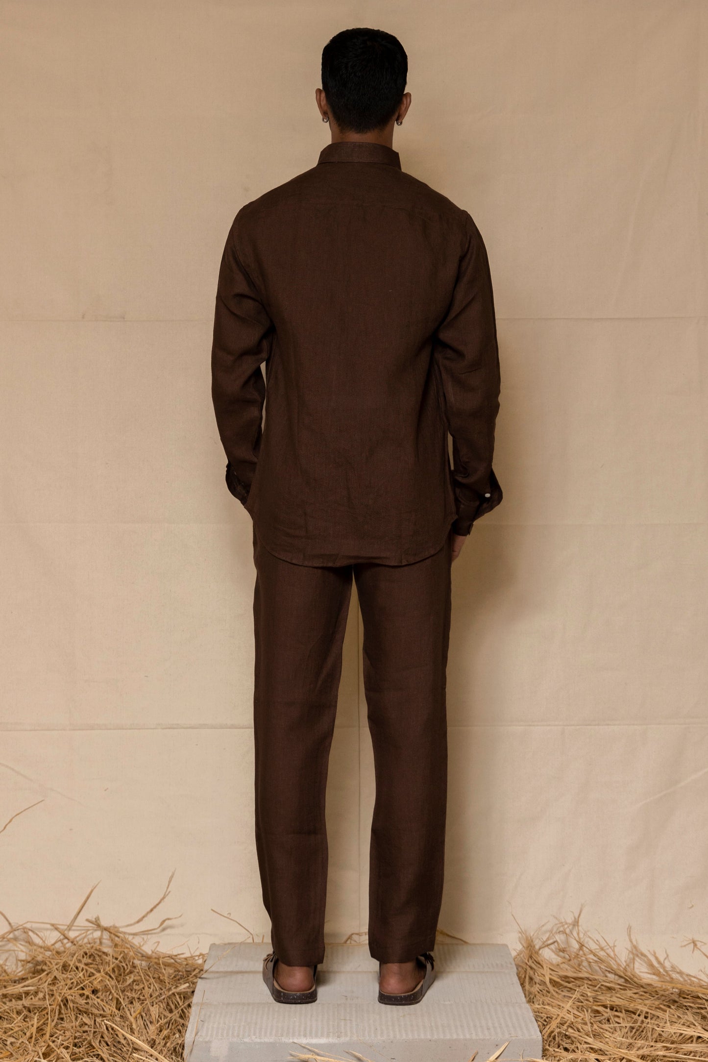 Chocolate Brown Men's Linen Co-ord set