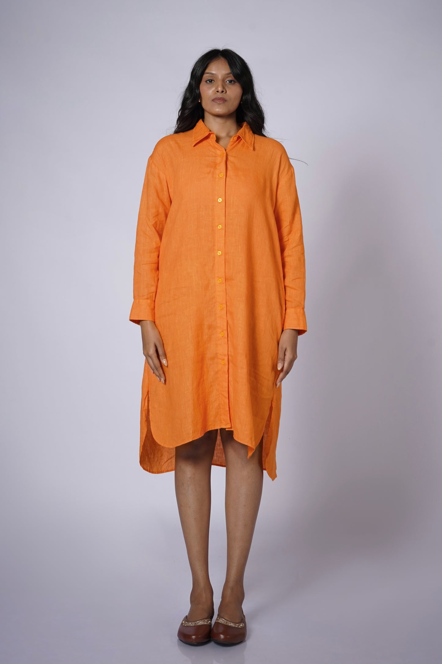 ANGARIKA WOMEN'S LINEN SHIRT DRESS