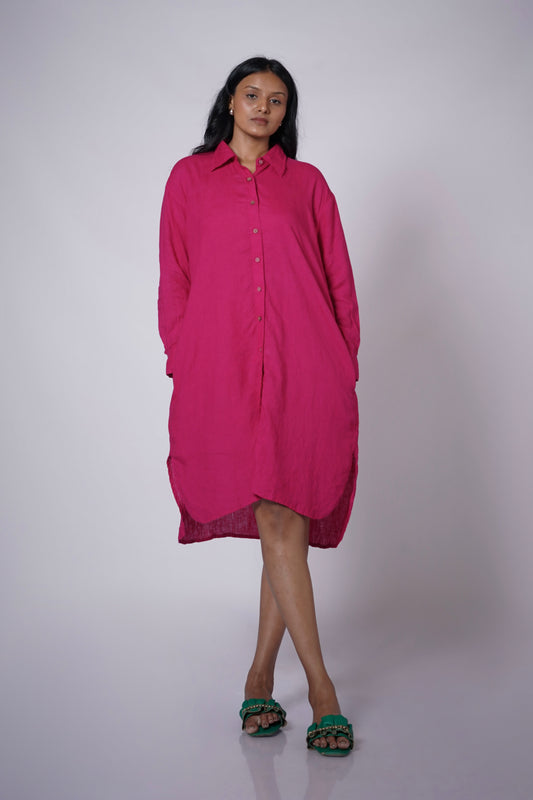 RAJMALA WOMEN'S LINEN SHIRT DRESS