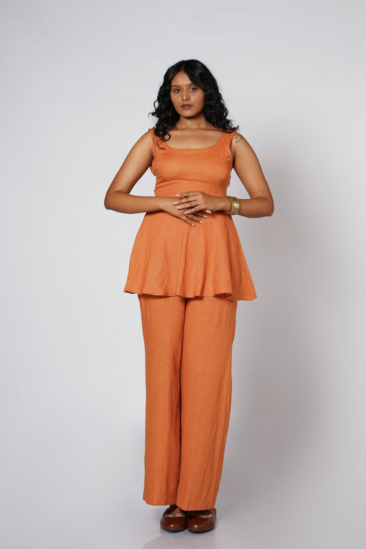 RAJTIMA LINEN PEPLUM SET