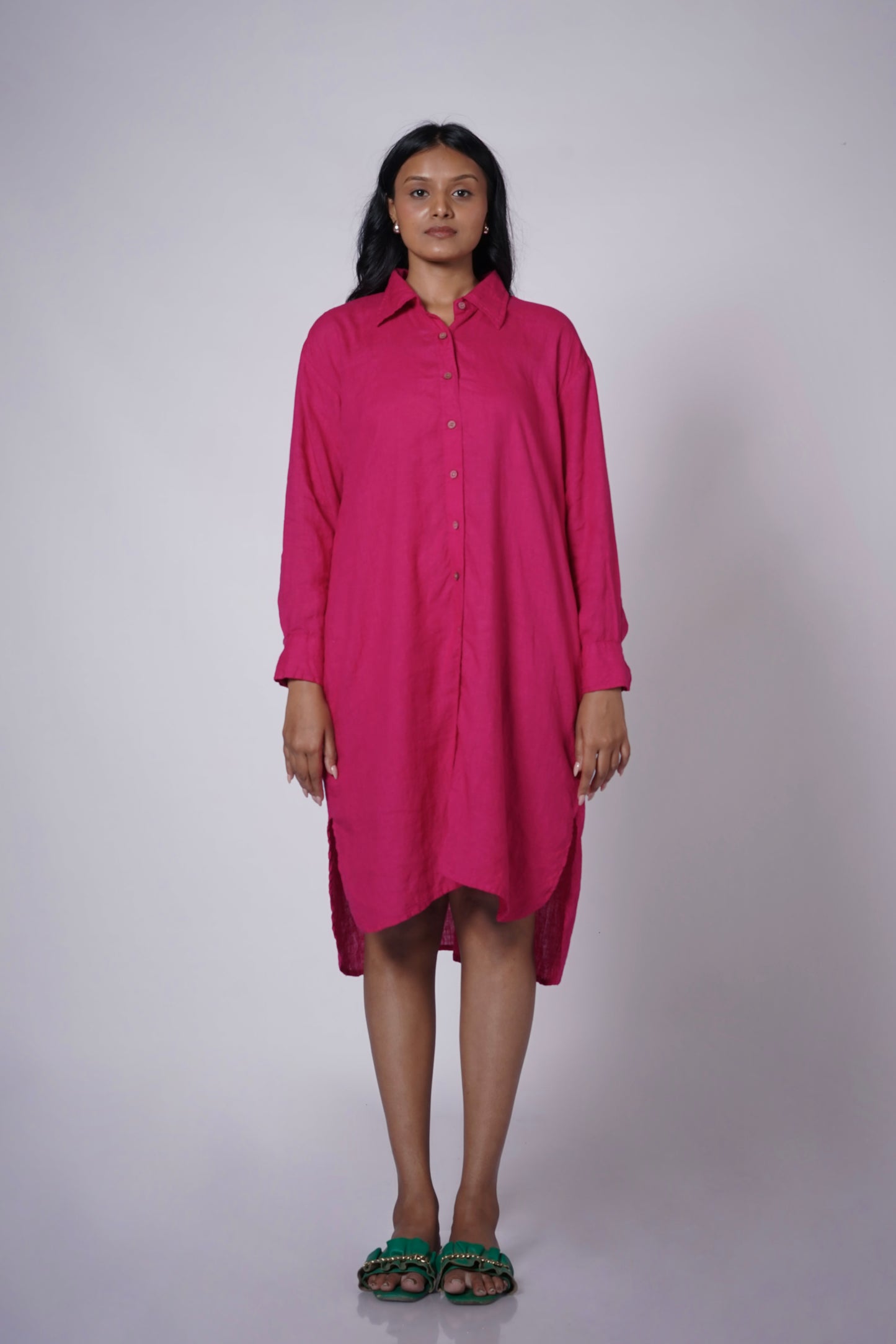 RAJMALA WOMEN'S LINEN SHIRT DRESS