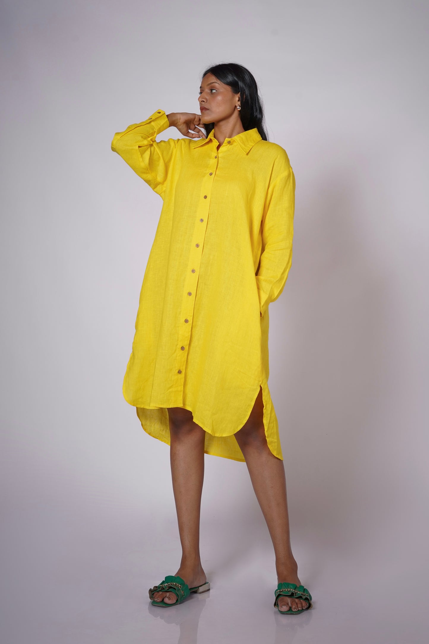 KANAK WOMEN'S LINEN SHIRT DRESS