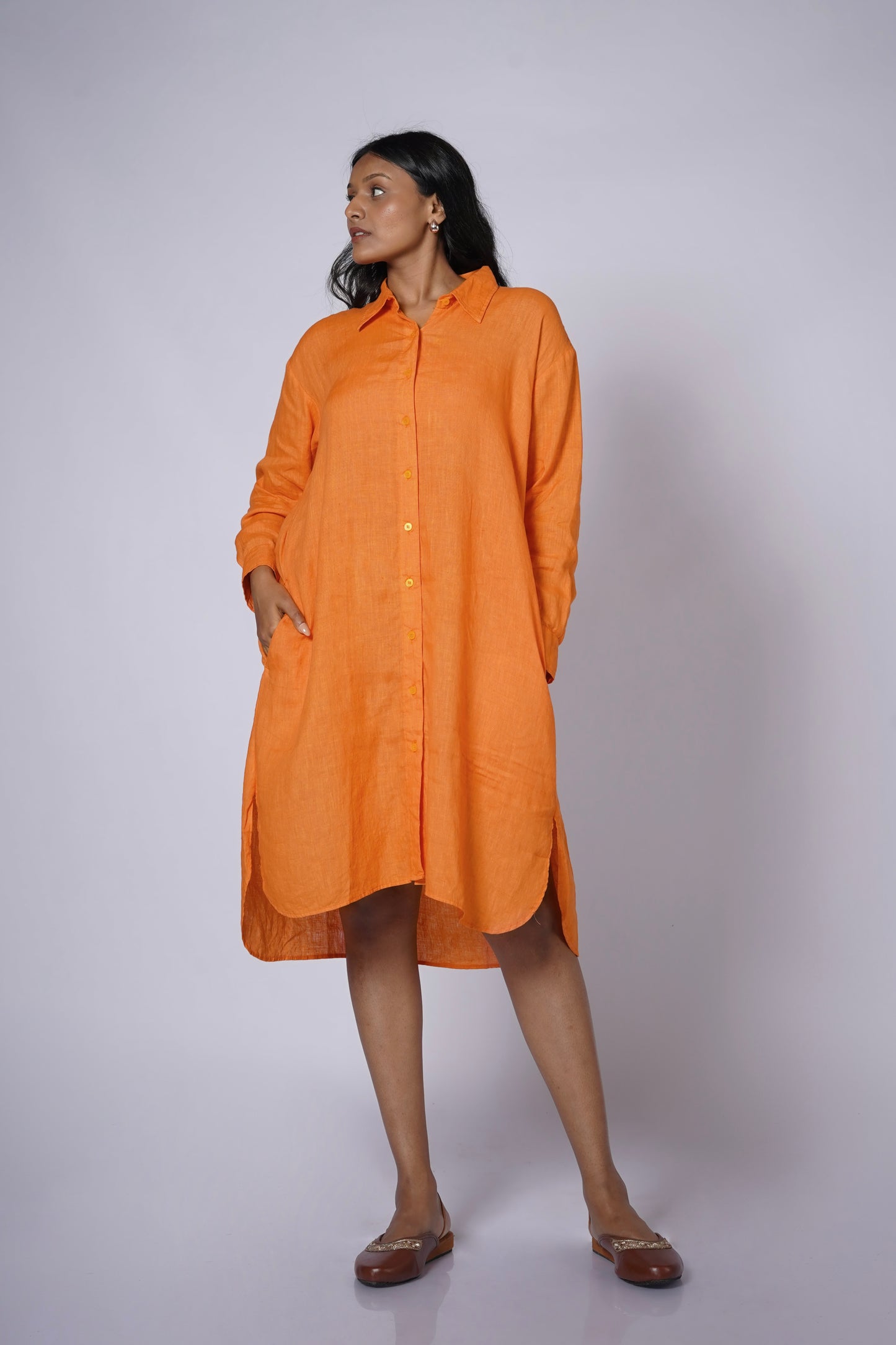 ANGARIKA WOMEN'S LINEN SHIRT DRESS