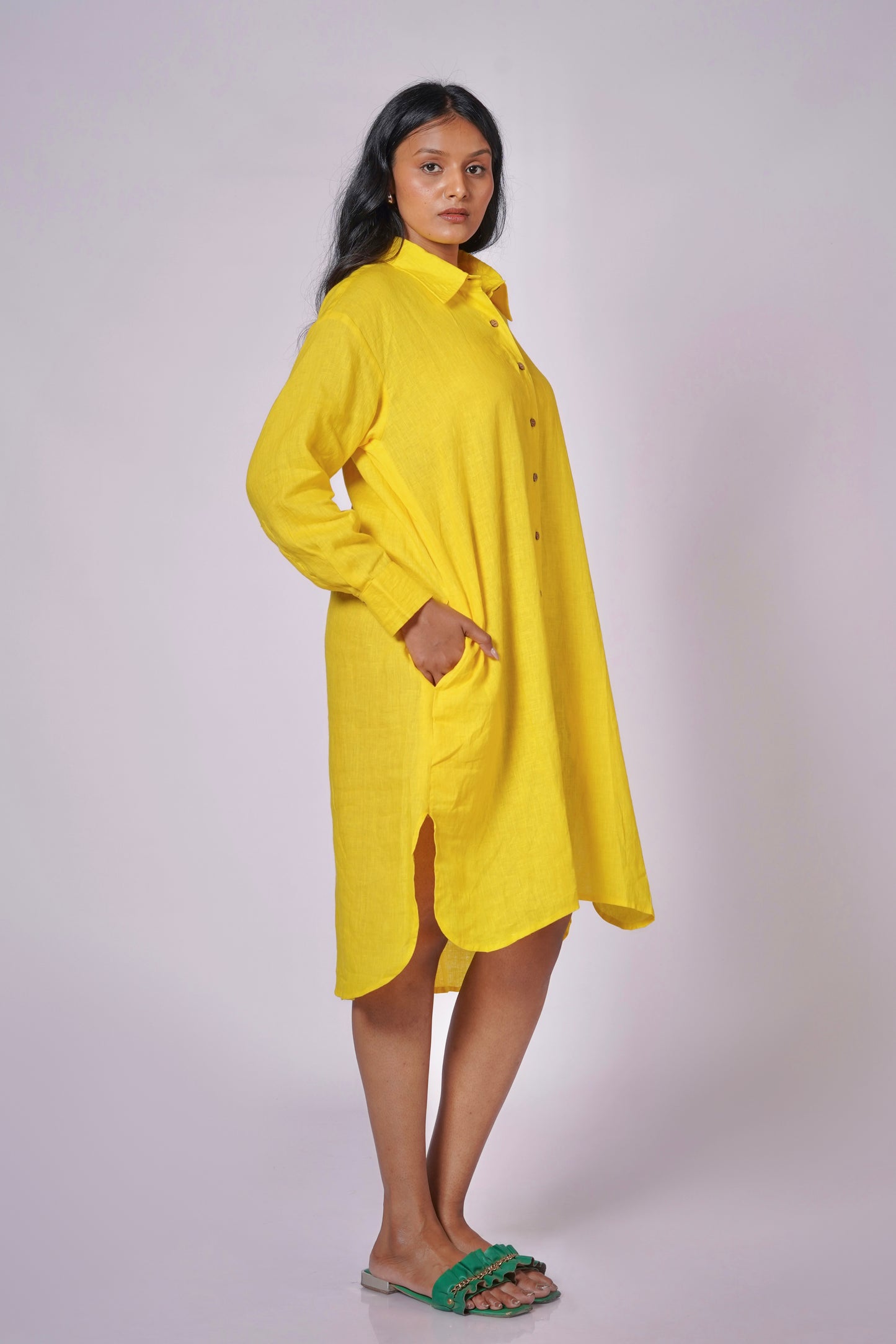 KANAK WOMEN'S LINEN SHIRT DRESS