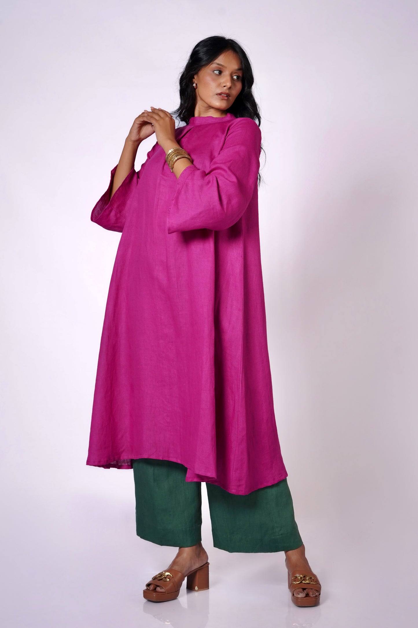 GULBAHAR FLARED LINEN TUNIC SET