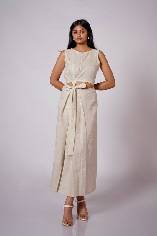 EARTHY NATURAL TIE IN FRONT KNOT LINEN SET