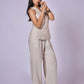 EARTHY NATURAL UNDYED LINEN VEST SET