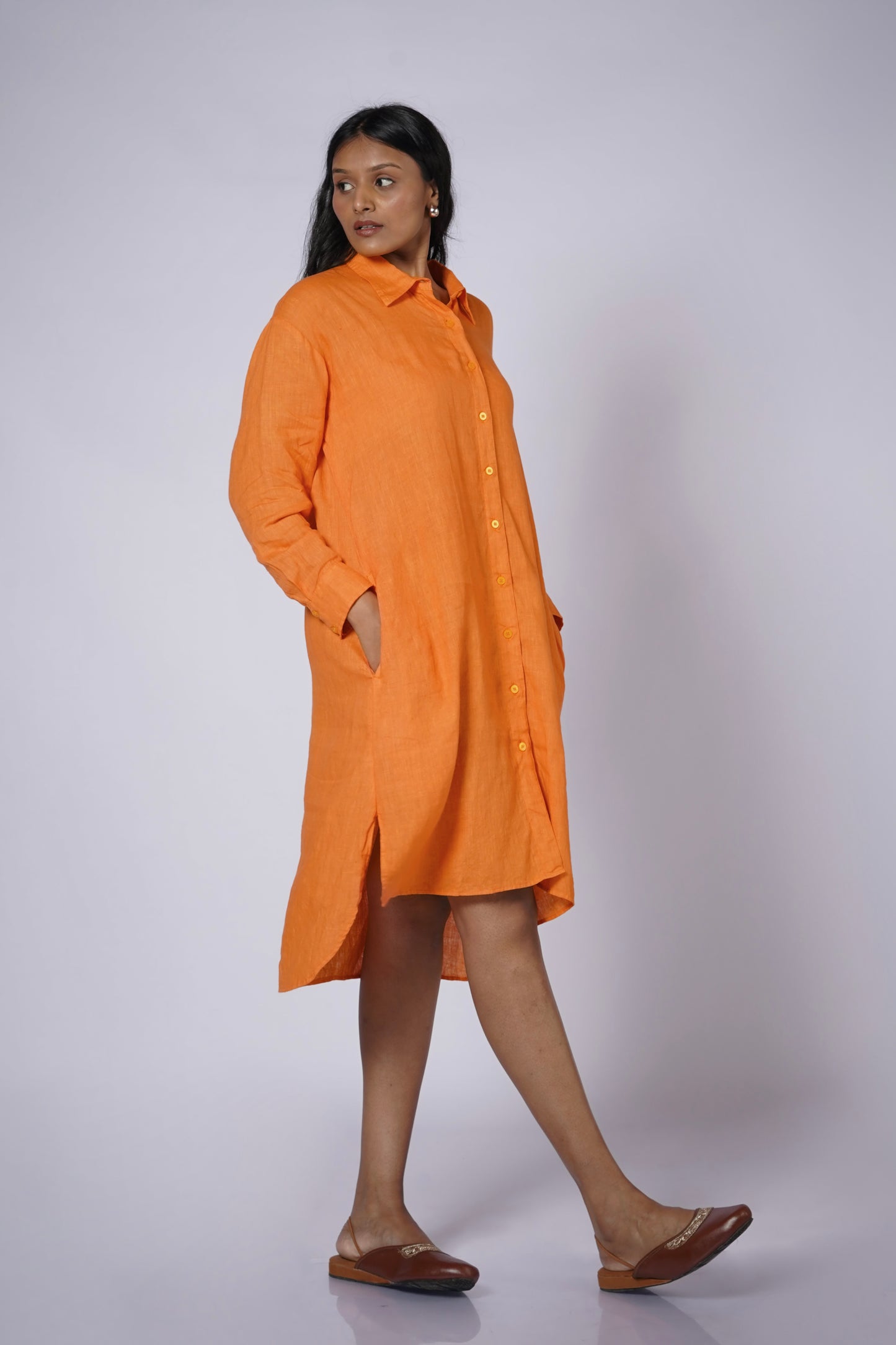 ANGARIKA WOMEN'S LINEN SHIRT DRESS